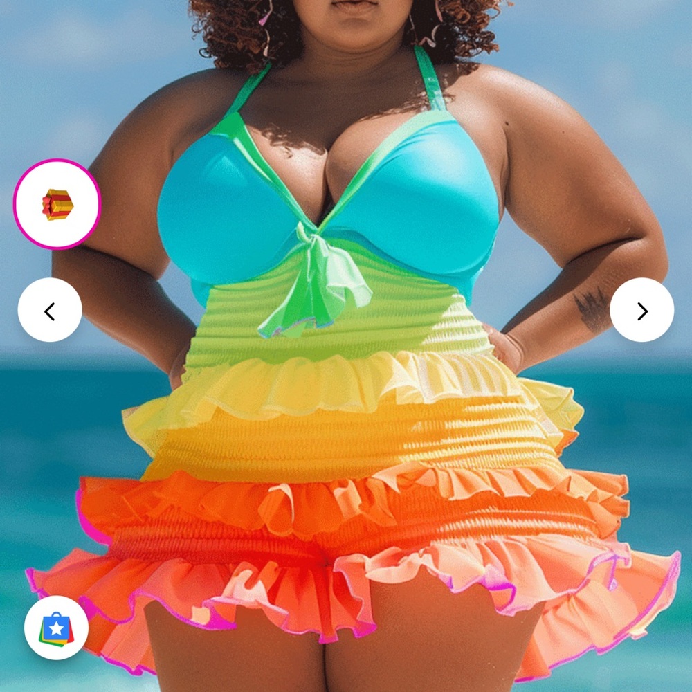 Cute, tropical one-piece swimsuit.